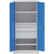 Pozostałe wyposażenie warsztatu - KOVONA Metalowa szafa warsztatowa, 1950x950x500 mm, 2 półki, 3 szuflady S44100.2.B5.2.4K - miniaturka - grafika 1