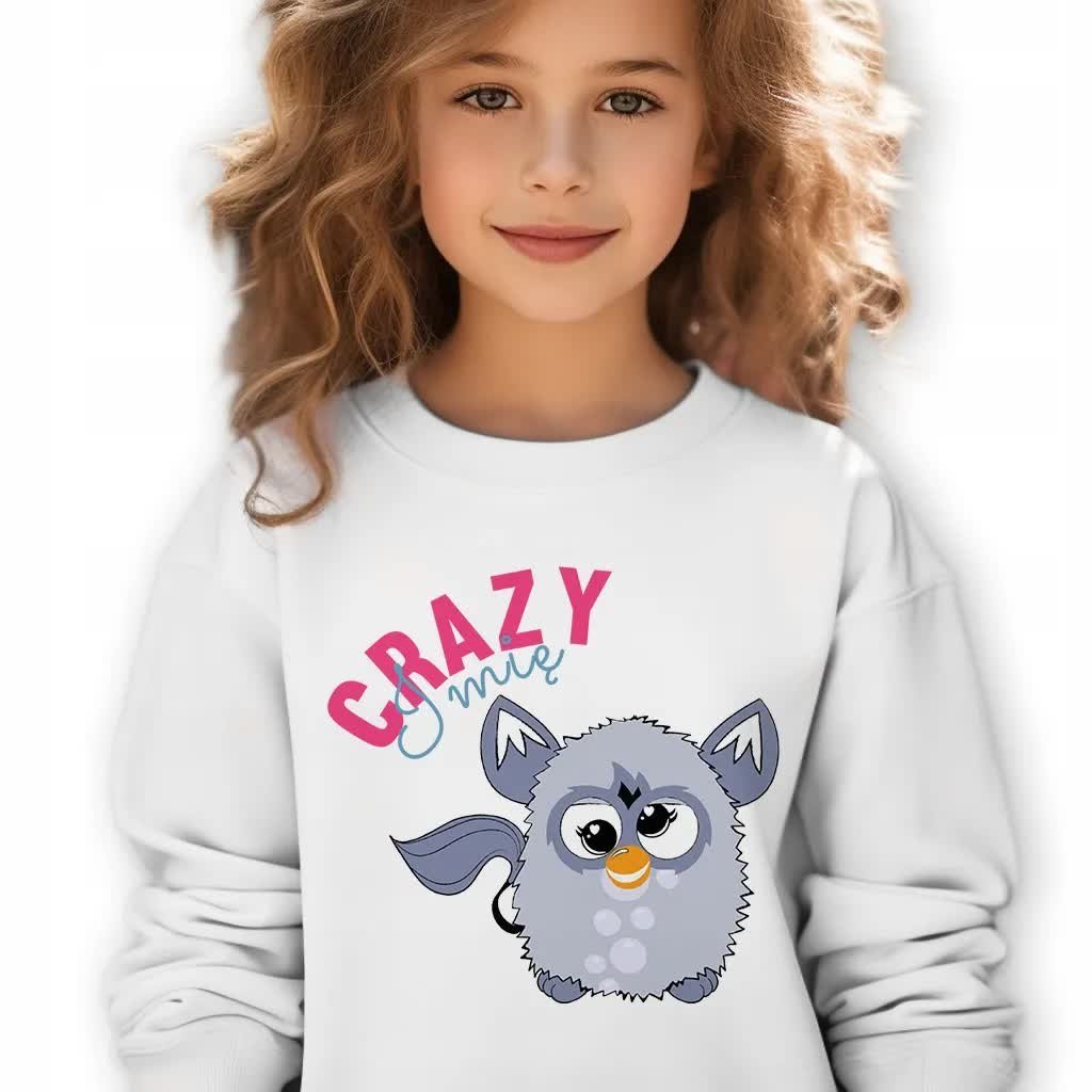 Bluza Dziecięca Biała Furby Crazy *Twoje Imię* Rozmiar 116 Cm (5-6) Wzory
