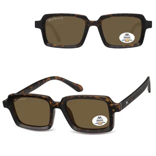 Panterkowe prostokątne okulary przeciwsłoneczne z polaryzacją MP57B - Okulary korekcyjne, oprawki, szkła - miniaturka - grafika 1