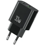 Ładowarki do telefonów - Ładowarka sieciowa USAMS CC317 T65 33W 1xUSB-C 1xUSB-A Fast Charging czarny - miniaturka - grafika 1