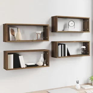 Lumarko Półki ścienne, 4 szt., brązowy dąb, 60x15x23 cm - Półki do salonu - miniaturka - grafika 7
