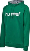 Bluzy męskie - Hummel Hmlgo Cotton męska bluza z kapturem, z logo, zielony, s - miniaturka - grafika 1