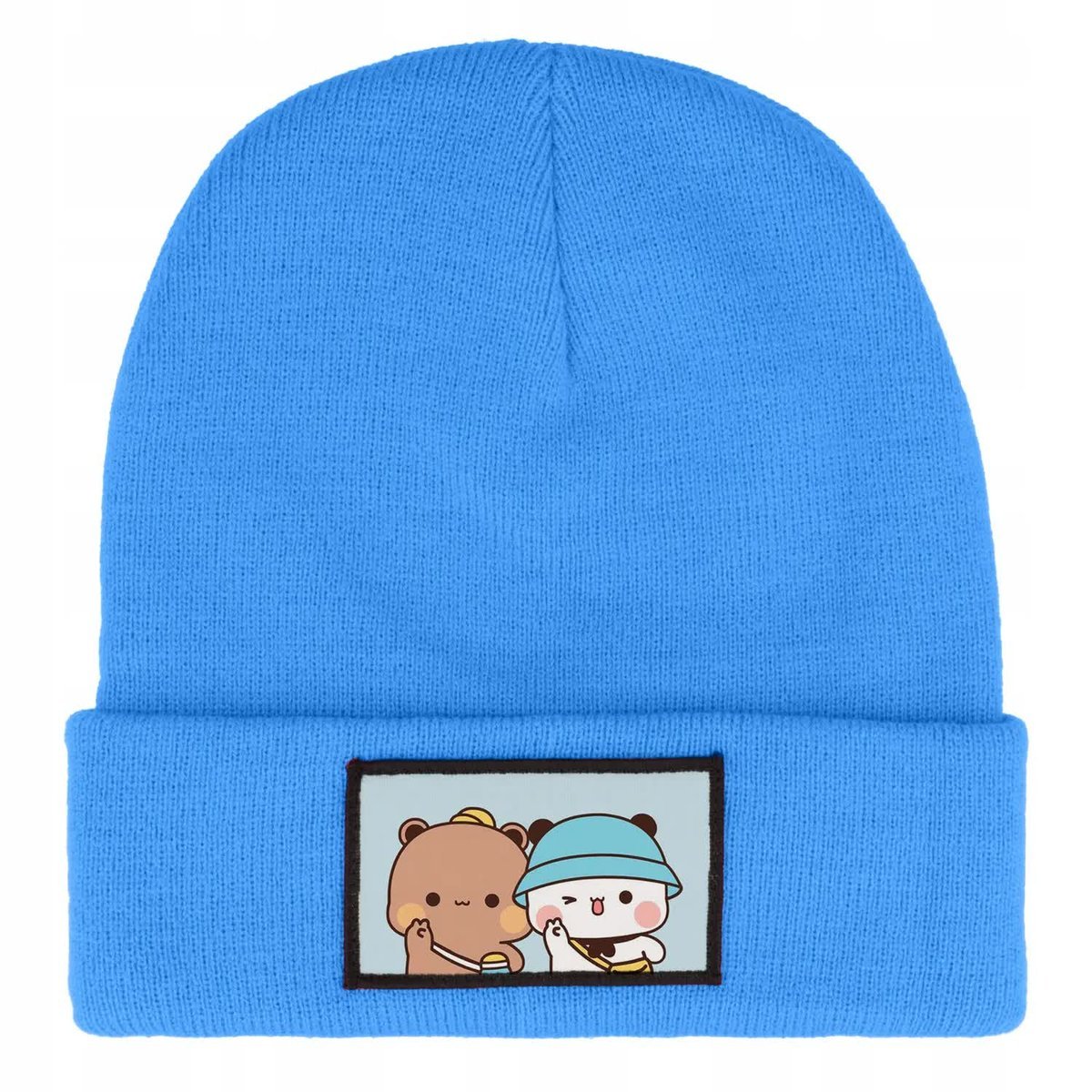 CZAPKA ZIMOWA CIEPŁA NIEBIESKA DZIECIĘCA Z MOTYWEM BUBU I DUDU MIX WZORÓW