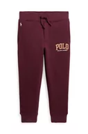 Spodnie i spodenki dla dziewczynek - Polo Ralph Lauren spodnie dresowe dziecięce kolor bordowy z aplikacją - miniaturka - grafika 1