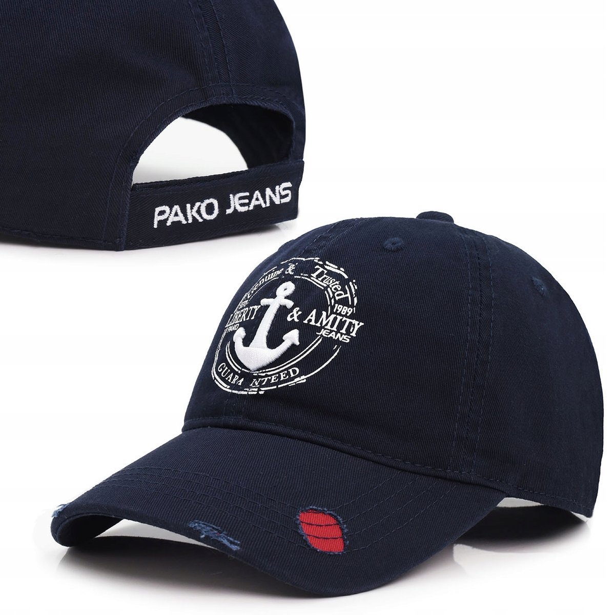 CZAPKA z Daszkiem z KOTWICĄ Solidna Bejsbolówka GRANATOWA Pako Jeans