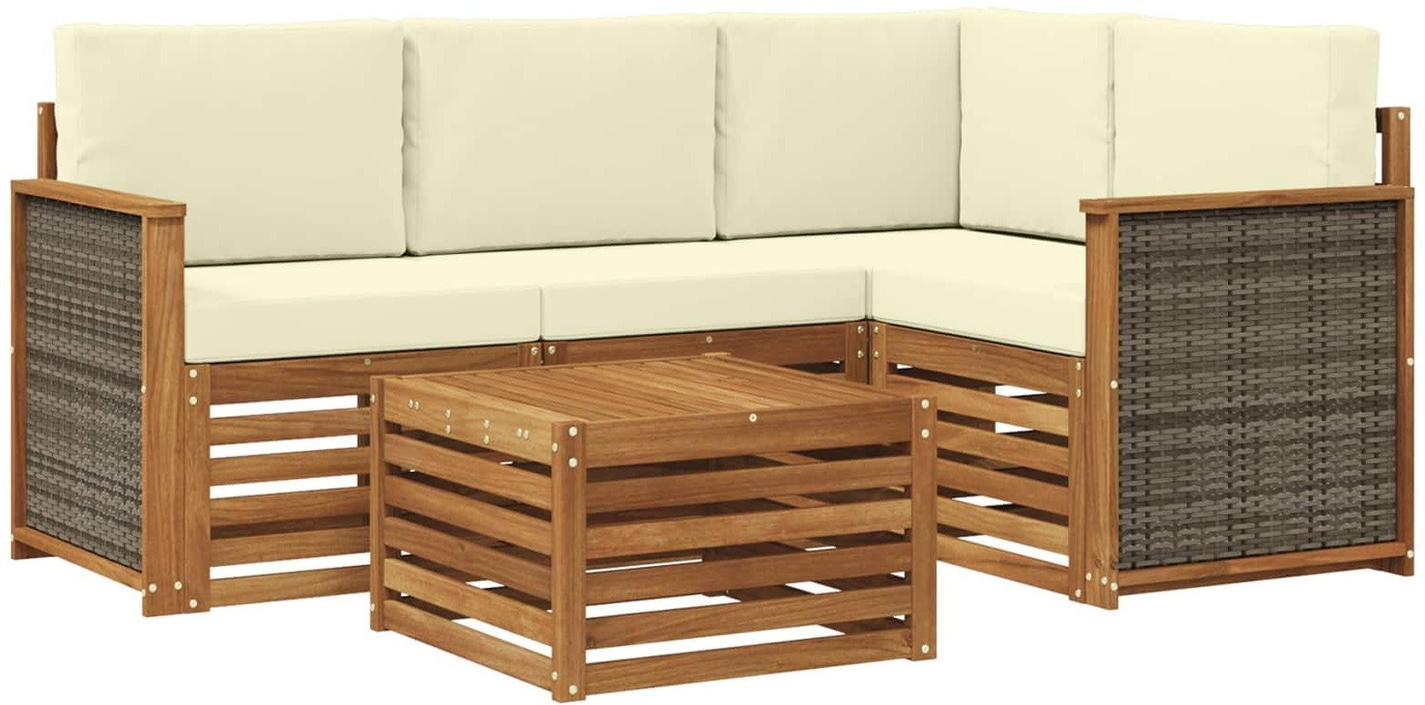 vidaXL Zestaw sof na zewnątrz 5 pcs Naturalny i Kremowy