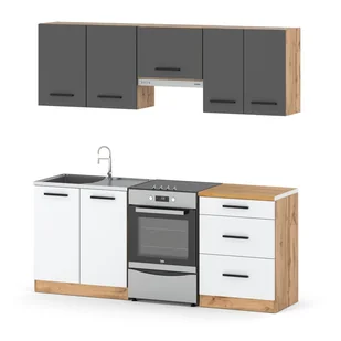 Zestaw kuchenny modułowy nowoczesny z blatem mały 2m wotan szary biały mat - Meble kuchenne Zestaw kuchenny modułowy nowoczesny z blatem mały 2m wotan szary biały mat - Meble kuchenne - miniaturka - grafika 1