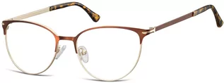 Okulary korekcyjne, oprawki, szkła - Sunoptic Okulary oprawki korekcyjne kocie oczy zerówki 914E złoto-brązowe - grafika 1