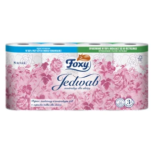 Papier toaletowy JEDWAB 3-warstwowy 8 rolek Foxy - Papier toaletowy - miniaturka - grafika 1