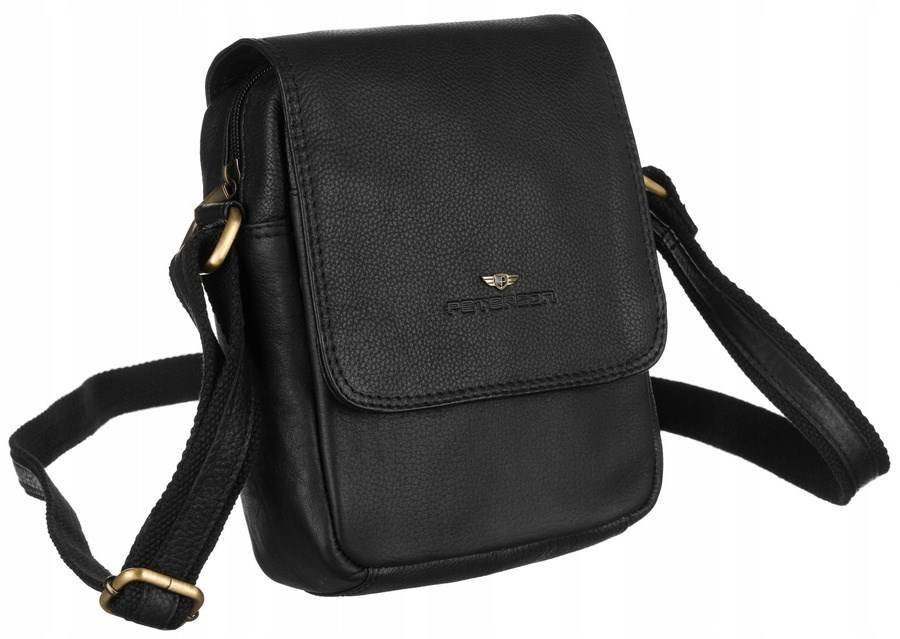 Listonoszka męska czarna torba na ramię ze skóry naturalnej PETERSON