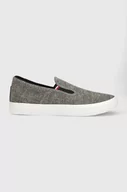 Slip on męskie - Tommy Hilfiger tenisówki TH HI VULC CORE LOW SLIP ON męskie kolor brązowy - miniaturka - grafika 1