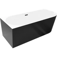 Wanny - Mexen Silo wanna wolnostojąca narożna lewa ryflowana 150 x 75 cm, biała/czarna, przelew czarny - 52891507575L-70 - miniaturka - grafika 1