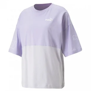 Damski t-shirt z nadrukiem Puma Power Colourblock Tee - fioletowy - PUMA - Koszulki sportowe damskie - miniaturka - grafika 1