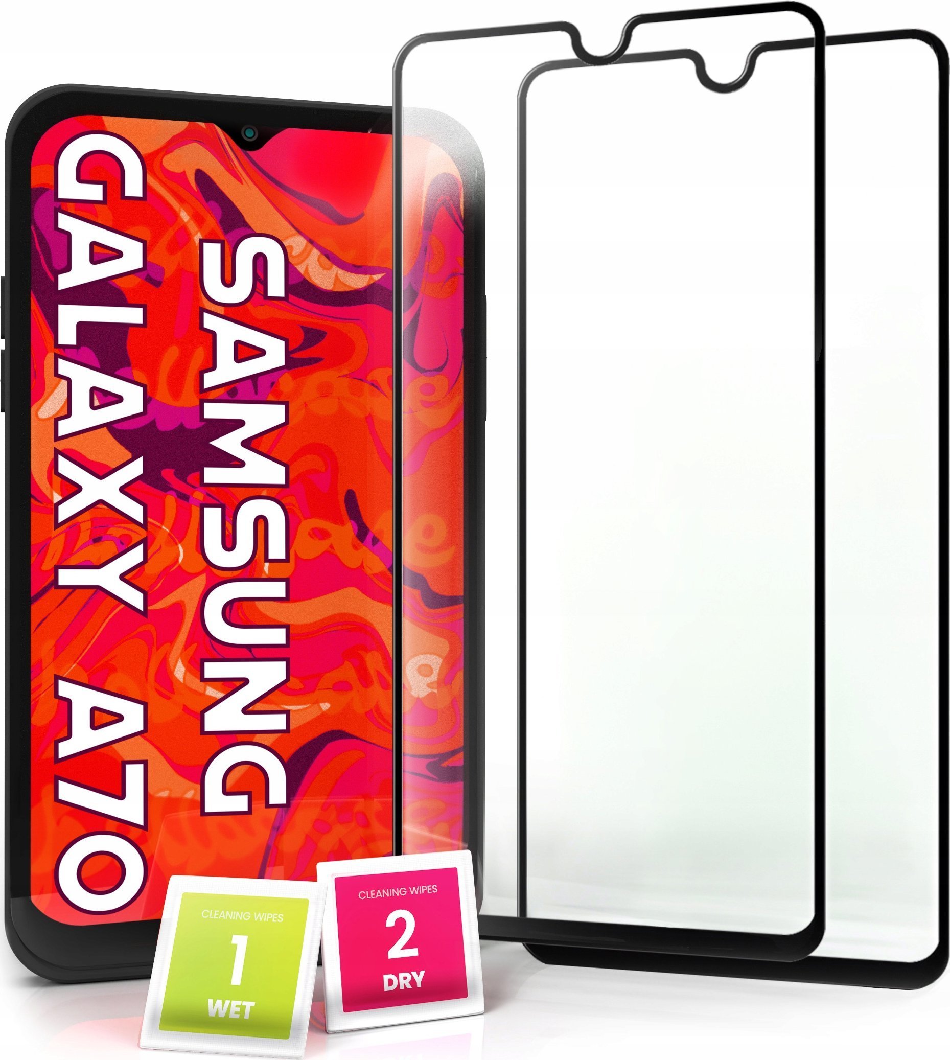 Hello Case 2-pak Szkło Hartowane do Samsung Galaxy A70 Ochronne Pełne Na cały ekran 5D