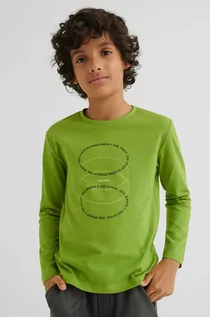 Bluzki dla chłopców - Mayoral longsleeve bawełniany dziecięcy kolor zielony z nadrukiem - grafika 1