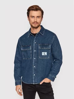 Koszule męskie - Calvin Klein Koszula jeansowa J30J320538 Granatowy Relaxed Fit - grafika 1