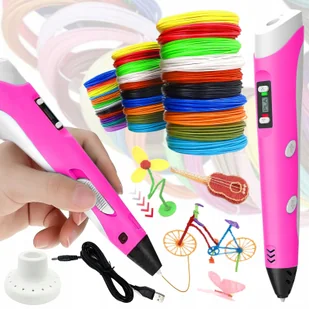 CoolStaff Zestaw Długopis 3D Pen Zabawki Dla Dzieci + Wkłady Filament PLA Mix 9+100m - Długopisy 3D - miniaturka - grafika 1