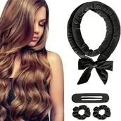 Wałki do włosów - TEMU 4-częściowy zestaw bezprzewodowych loków - nocna miękka opaska z opaską i klipsem, czarny zestaw do stylizacji włosów na dla długich włosów, - miniaturka - grafika 1