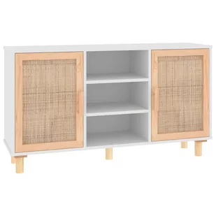 Kredens, biały, 105x30x60 cm, lita sosna i naturalny rattan Lumarko! - Kredensy - miniaturka - grafika 3