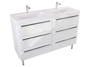 Szafka Stojąca Z Umywalką ATH 120 cm DUO - Biały Wysoki Połysk - Uchwyty Chromowane - Szafki łazienkowe - miniaturka - grafika 1