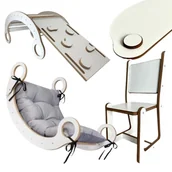 Skoczki dla dzieci - Zestaw BUJAK MONTESSORI Poduszka Jasny Szary +Ścianka + Krzesło Blat Zjeżdżalnia CE - miniaturka - grafika 1