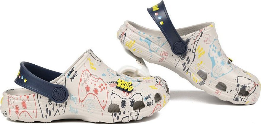 Coqui Chodaki sandały klapki dla dzieci Coqui Little Frog Game Over szare 8701-249-3021 27-28