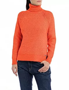 Replay Damski sweter z golfem, krój Regular Fit, 518 Spicy Orange, S - Swetry damskie - miniaturka - grafika 1