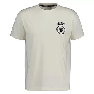 Koszulki męskie - GANT Crest Ss T-shirt męski, kremowy, M - grafika 1