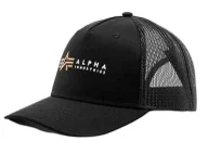 Odzież taktyczna i umundurowanie - Czapka Alpha Industries Alpha Label Trucker Cap 106901 03 - Czarna - miniaturka - grafika 1