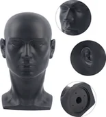 Manekiny wystawowe - Stojak na głowę manekina męskiego model głowy peruka kapelusz okulary (czarny matowy) - miniaturka - grafika 1