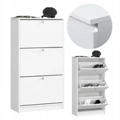 Szafki na buty - Szafka na buty 60 cm do przedpokoju regał 3 drzwi komoda wąska Biała - miniaturka - grafika 1