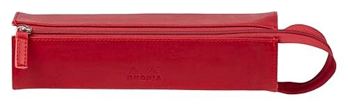 Rhodia 319023C - Piórnik Rhodiarama, prostokątny 23x5x5 cm, płaskie otwarcie, długi zamek błyskawiczny, praktyczny i elegancki z imitacji skóry czerwony, 1 szt
