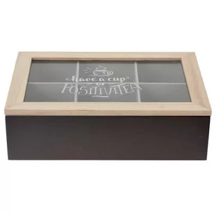 Pudełko na herbatę, drewniane, 24 x  17 x 7 cm, czarne - Pojemniki kuchenne - miniaturka - grafika 1