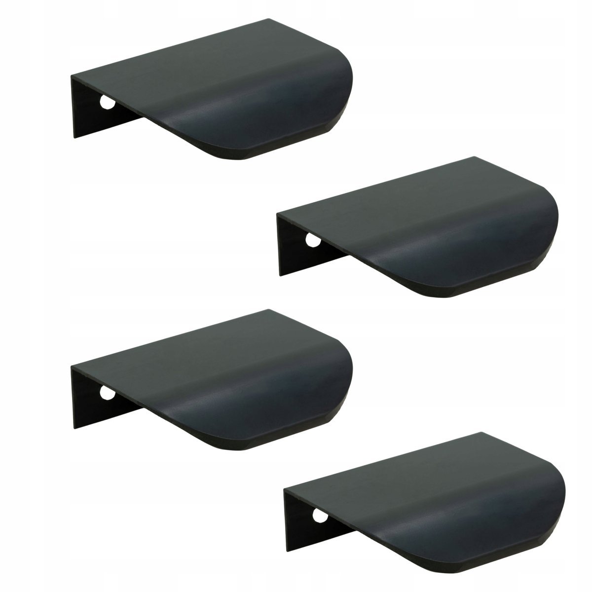 4 x Uchwyt meblowy krawędziowy 50 mm czarny zaokrąglony uchwyt do szafki