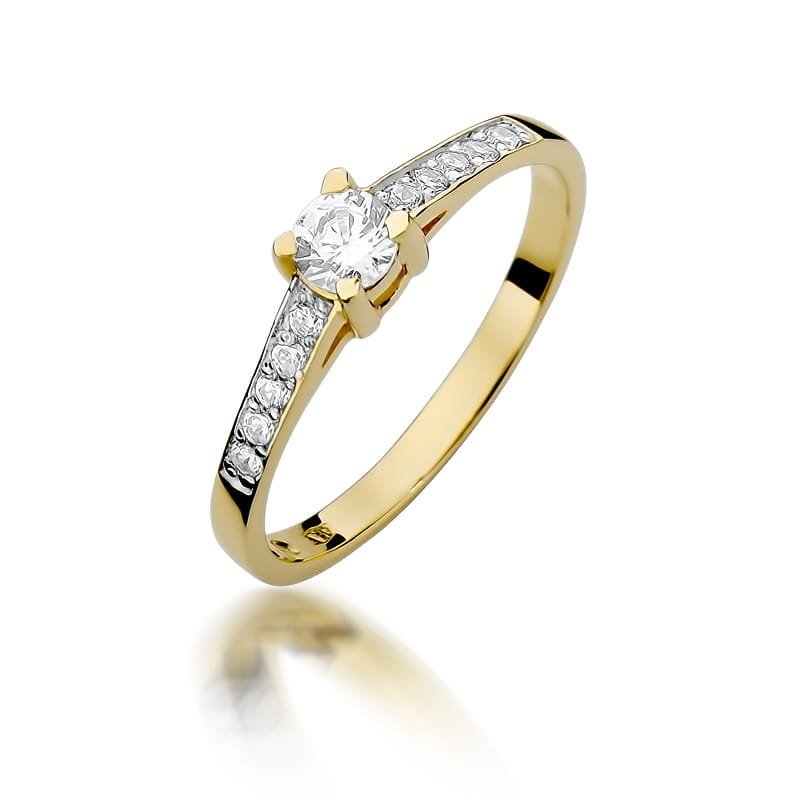 Złoty pierścionek Diament 0,30ct żółte złoto pr. 585