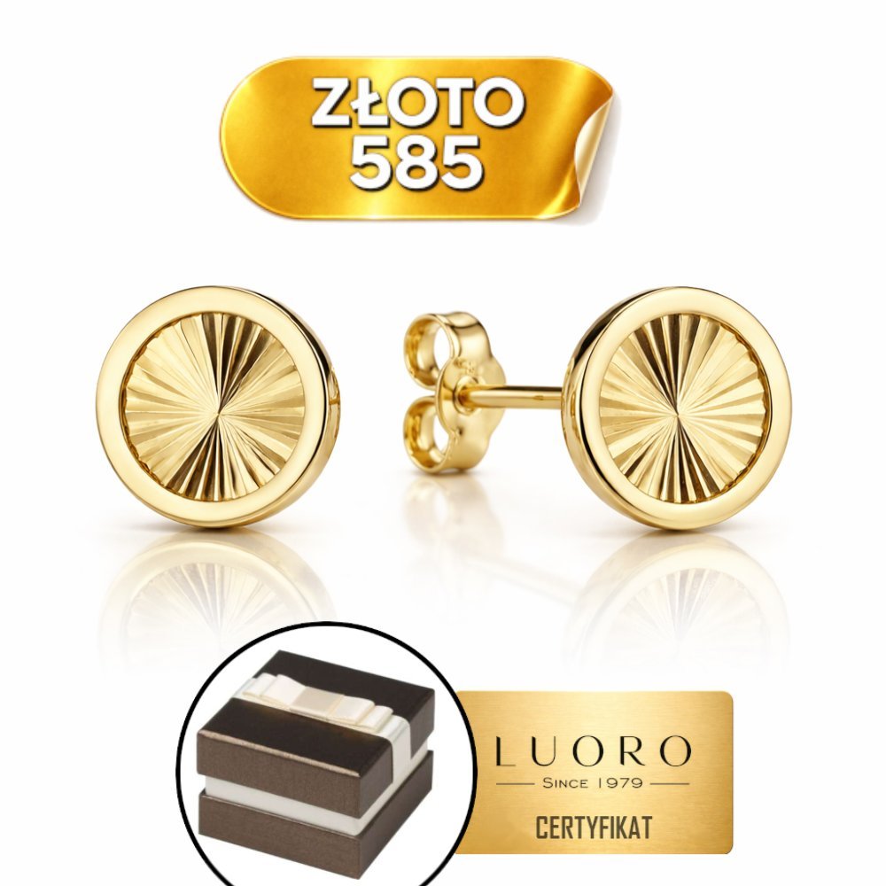 KOLCZYKI ZŁOTE 585 14K KÓŁKA GŁADKIE SZTYFT 8,3 MM ELEGANCKIE PREZENT