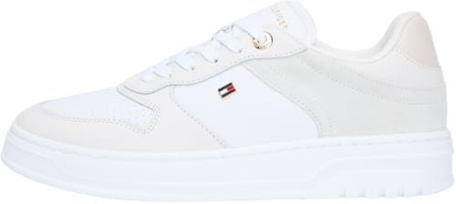 Tommy Hilfiger Damska TH Sportowa Cupsole Tumbled LTR FW0FW09024 Low Top, Biała (Biała/Jasnoszara), 39, Biały Biały Jasnoszary, 39 EU