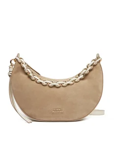 Tommy Hilfiger Torebka Moon Leather Crossover Suede AW0AW17537 Beżowy - Torebki damskie - miniaturka - grafika 1
