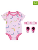 Body dla niemowląt - Converse 3-częściowy zestaw w kolorze jasnoróżowo-różowym - miniaturka - grafika 1