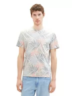 Koszulki męskie - TOM TAILOR Męski t-shirt 1036440, 31837, pomarańczowy, kolorowy wzór liści, XL, 31837 – pomarańczowe kolorowe liście, XL - miniaturka - grafika 1