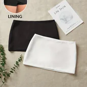 Spódnice - TEMU Modny damski dwuczęściowy zestaw z dwukolorową spódnicą, łatwy w noszeniu, stylowy, casualowy, jednolity - miniaturka - grafika 1