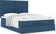 Łóżka - vidaXL vidaXL Rama łóżka otomana z materacem, niebieska, 140x200 cm, tkanina - miniaturka - grafika 1