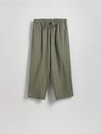 Spodnie damskie - Reserved - Wiskozowe spodnie z wiązaniem - zielony - miniaturka - grafika 1