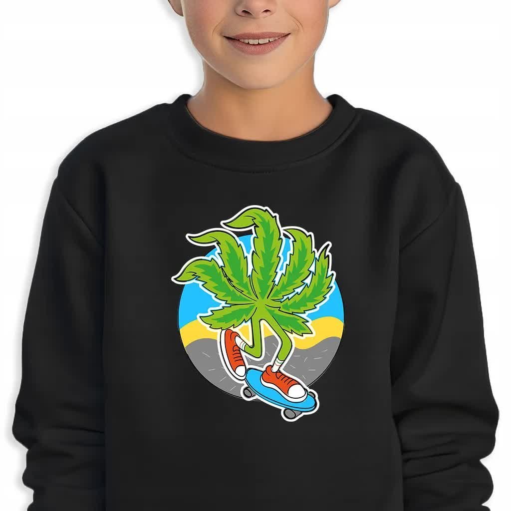 Bluza Dziecięca Czarna Skate Weed Wysoka Jakość Mix Wzorów -104 Cm (3-4)