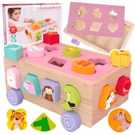 Sortery dla dzieci - Drewniany Sorter Układanka Montessori Cyfry Zwierzątka 18 Klocków Z1081 - miniaturka - grafika 1