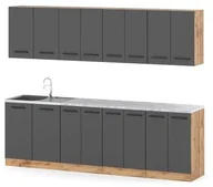 Meble kuchenne - Meble Kuchenne Zestaw Mebli Kuchennych Vero 2.6m Modułowa Nowoczesna Szara - miniaturka - grafika 1