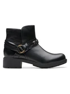Botki damskie - Clarks Skórzane botki "Hearth Kaylie" w kolorze czarnym - miniaturka - grafika 1