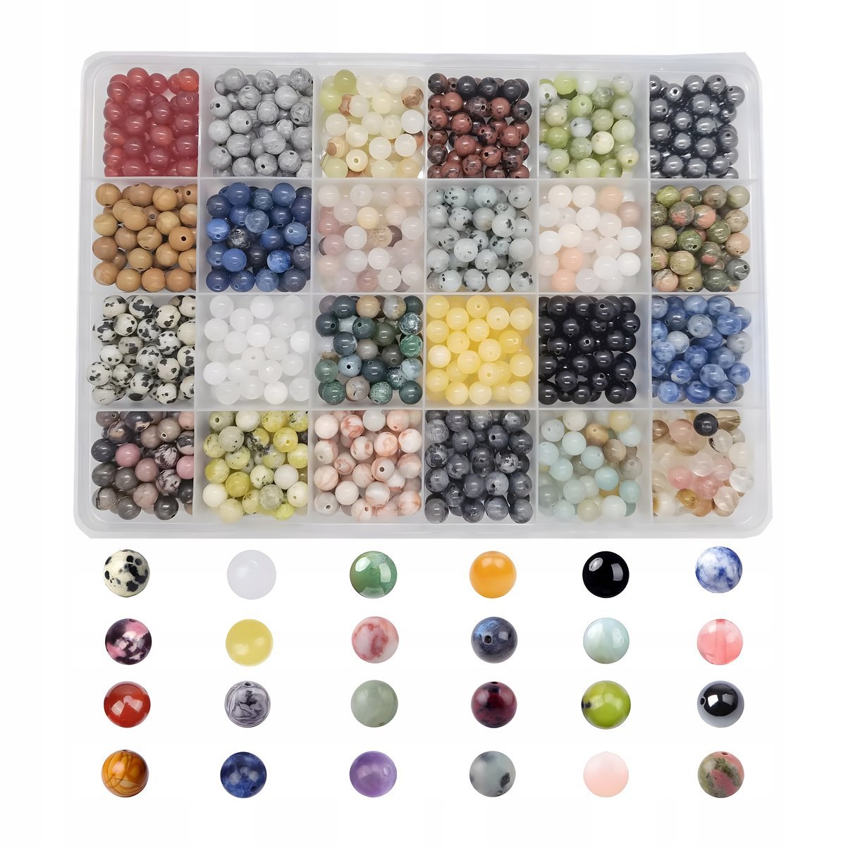 Zestaw koralików z naturalnych kamieni do robienia bransoletek 960 szt. 6mm