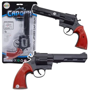 Rewolwer Na Kapiszony Pistolet Rekwizyt Dźwięk Strzału Czarny - Zabawki militarne - miniaturka - grafika 1