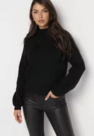 Swetry damskie - Czarny Gładki Sweter z Golfem Swenua - miniaturka - grafika 1